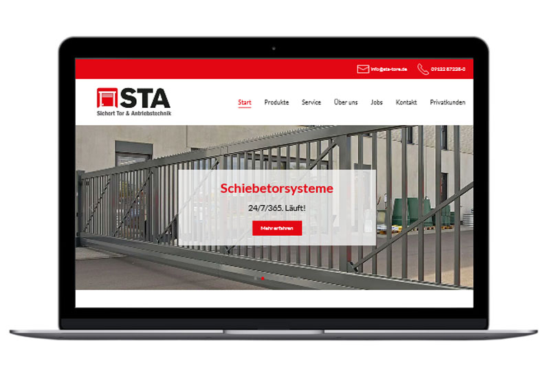 Screenshot Website STA Sichert Tor & Antriebstechnik GmbH