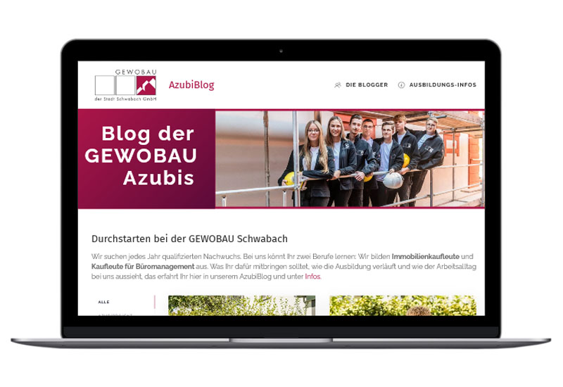 Screenshot Website Blog der GEWOBAU-Azubis